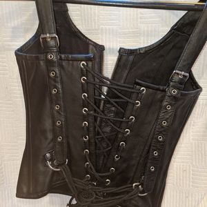 Adjustable leather bustier